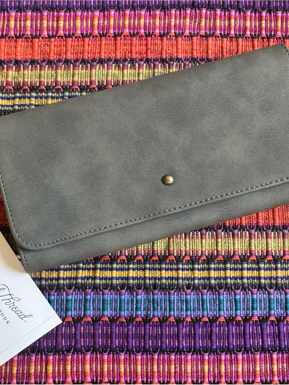 NWT Universal Thread Women's Olive Green Gray Faux Leather Large Clutch Wallet